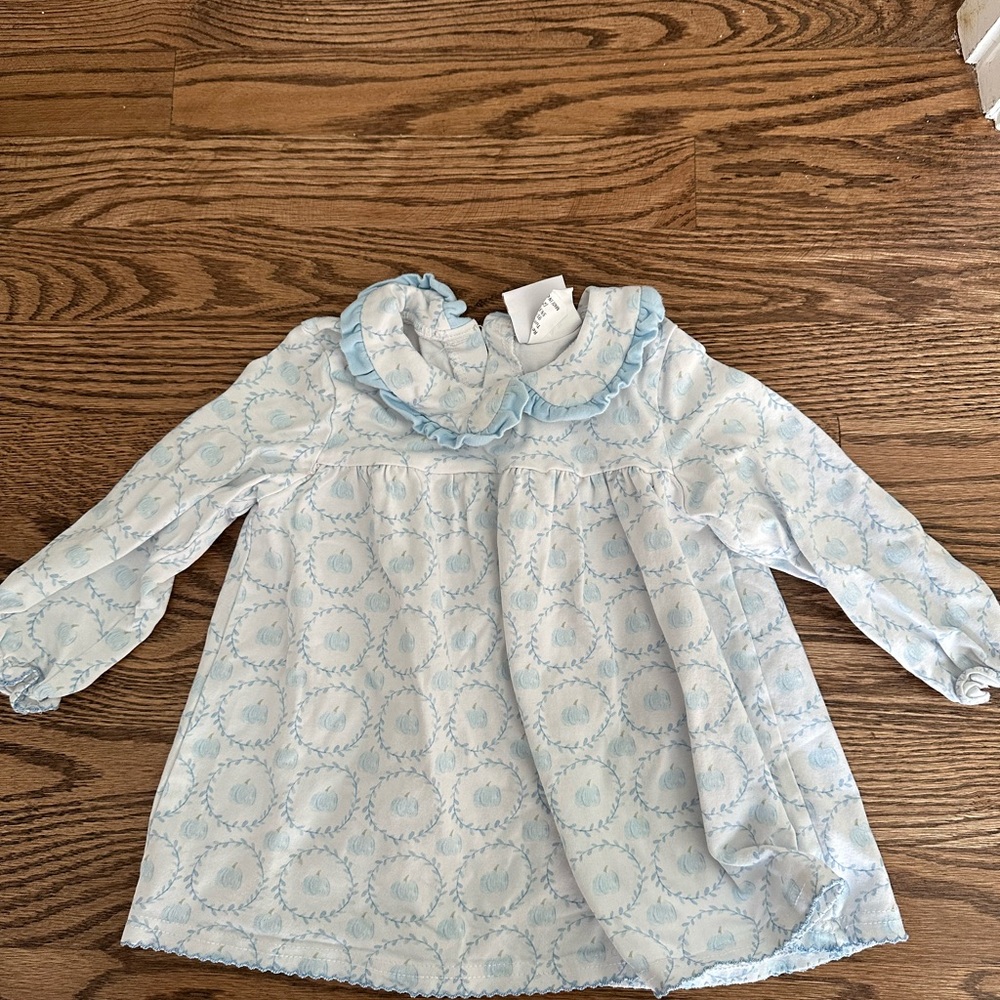 Stitchy Fish Blue and White top, size 2